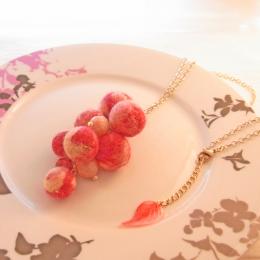 フェルトボールネックレス(レッド)