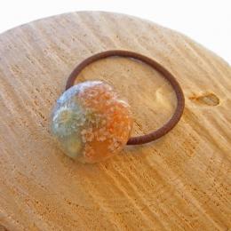 ドライフラワーのヘアゴム(ピンク/グレー)