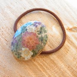 ドライフラワーのヘアゴム(ピンク/グリーン)