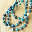 大きめビーズのロングネックレス(ブルー系)