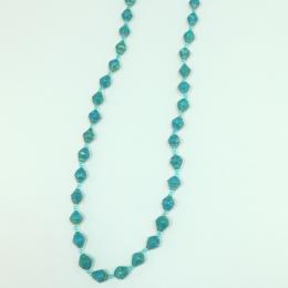 小さめビーズのショート ネックレス(ブルーグリーン系)