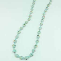 小さめビーズのショートネックレス(ホワイトブルー系)